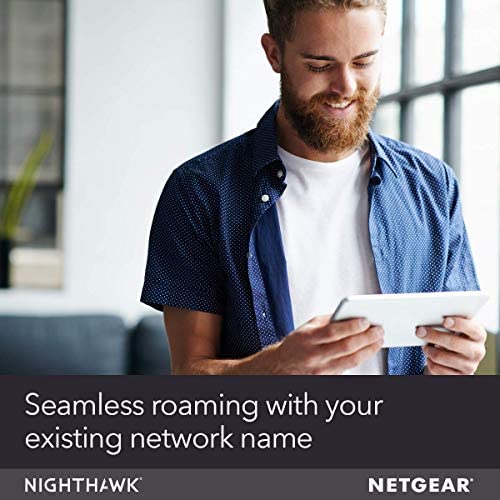 NETGEAR Mesh WiFi Extender - Covers up to 2000 sq ft and 40 Devices with AC2200 Tri-Band Wireless Signal Booster and Repeater (Upto 2200 Mbps), plus Mesh Smart Roaming with UK Plug (EX7700) WP Smart Home