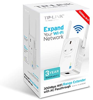 TP-Link TL-WA860RE N300 Universal Range Extender with Extra Power Outlet, Broadband/Wi-Fi Extender, Wi-Fi Booster/Hotspot with 1 Ethernet Port and 2 External Antennas, Plug and Play, UK Plug WP Smart Home