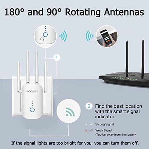 JOOWIN WiFi Booster WiFi Extender Booster 1200Mbps Dual Band 2.4G/5.8G WiFi Range Extender Wireless WiFi Signal Booster WiFi Repeater Router Access Point Mode WP Smart Home