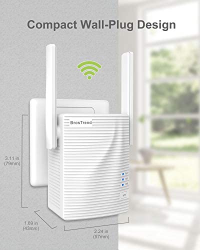 BrosTrend 1200Mbps Dual Band WiFi Booster, 5GHz & 2.4GHz, AC1200 WiFi Extender Coverage up to 1200 sq.ft, Wireless Signal Repeater, Simple Setup, Work with Any WiFi Routers, UK Plug WP Smart Home