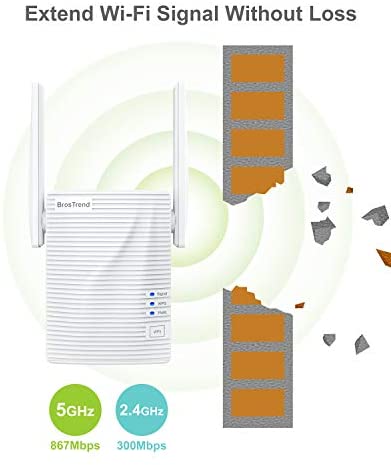 BrosTrend 1200Mbps Dual Band WiFi Booster, 5GHz & 2.4GHz, AC1200 WiFi Extender Coverage up to 1200 sq.ft, Wireless Signal Repeater, Simple Setup, Work with Any WiFi Routers, UK Plug WP Smart Home