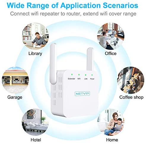NETVIP WiFi Extender Wireless Range Extender 300Mbps WiFi Repeater Booster WiFi Amplifier Extenders 2.4Ghz With LAN Port,2 Antenna,Easy Setup And Compatible With Most Routers WP Smart Home