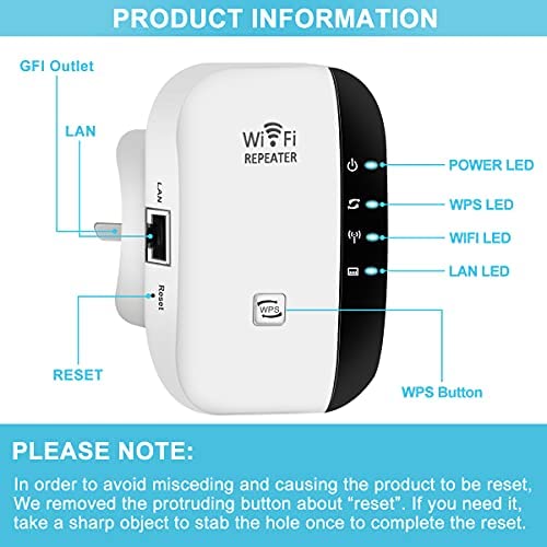 WiFi Range Extender, WiFi Signal Booster up to 300Mbps, 2.4G High Speed Wireless WiFi Repeater with Integrated Antennas Ethernet Port, Support AP/Repeater Mode and WPS Function, Easy to Install WP Smart Home